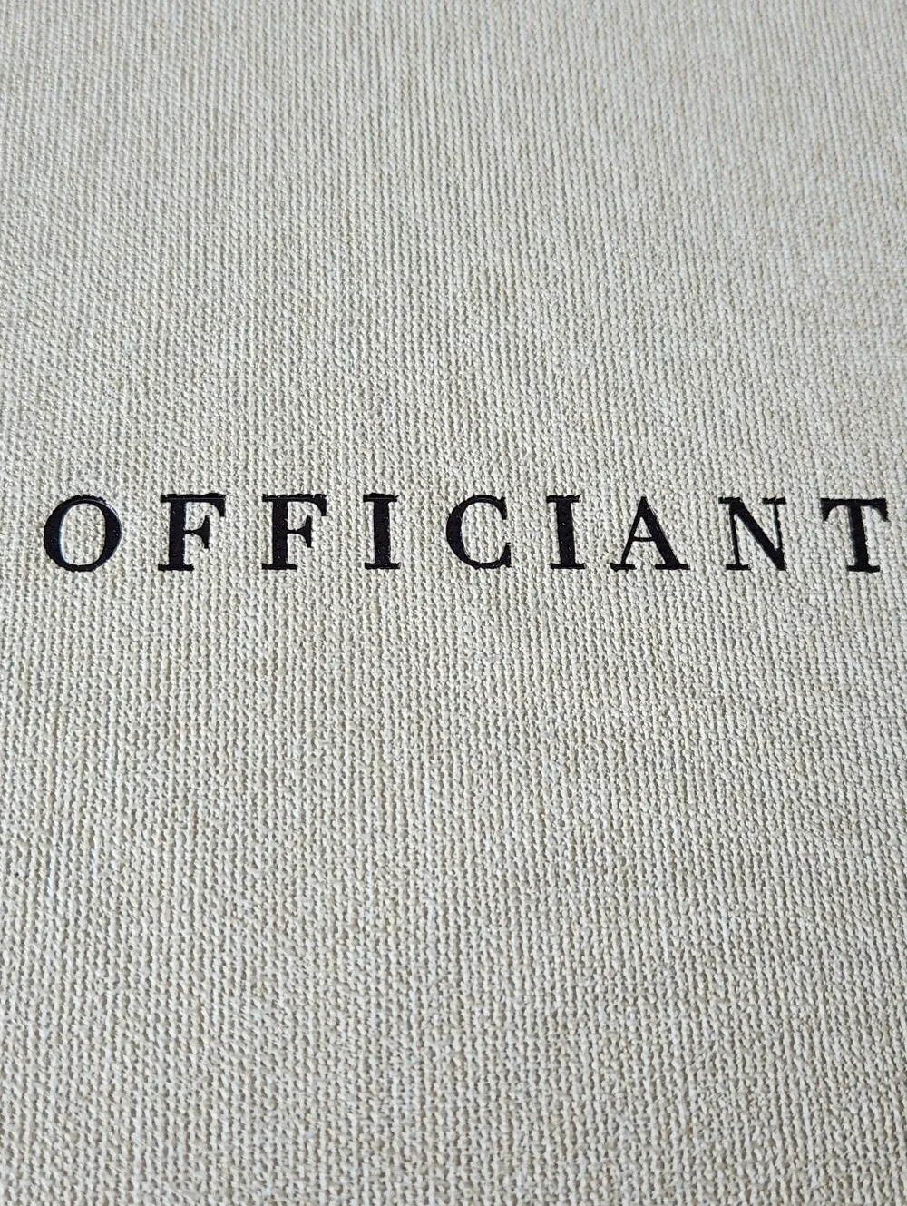Officiant Book - Cream Canvas Linen Embossed Hard Cover Officiant or Pastor